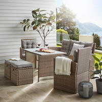ZAHRADNÍ JÍDELNÍ SET kov, plast, sklo, textil - šedá/béžová, Moderní, kov/textil - Ambia Garden