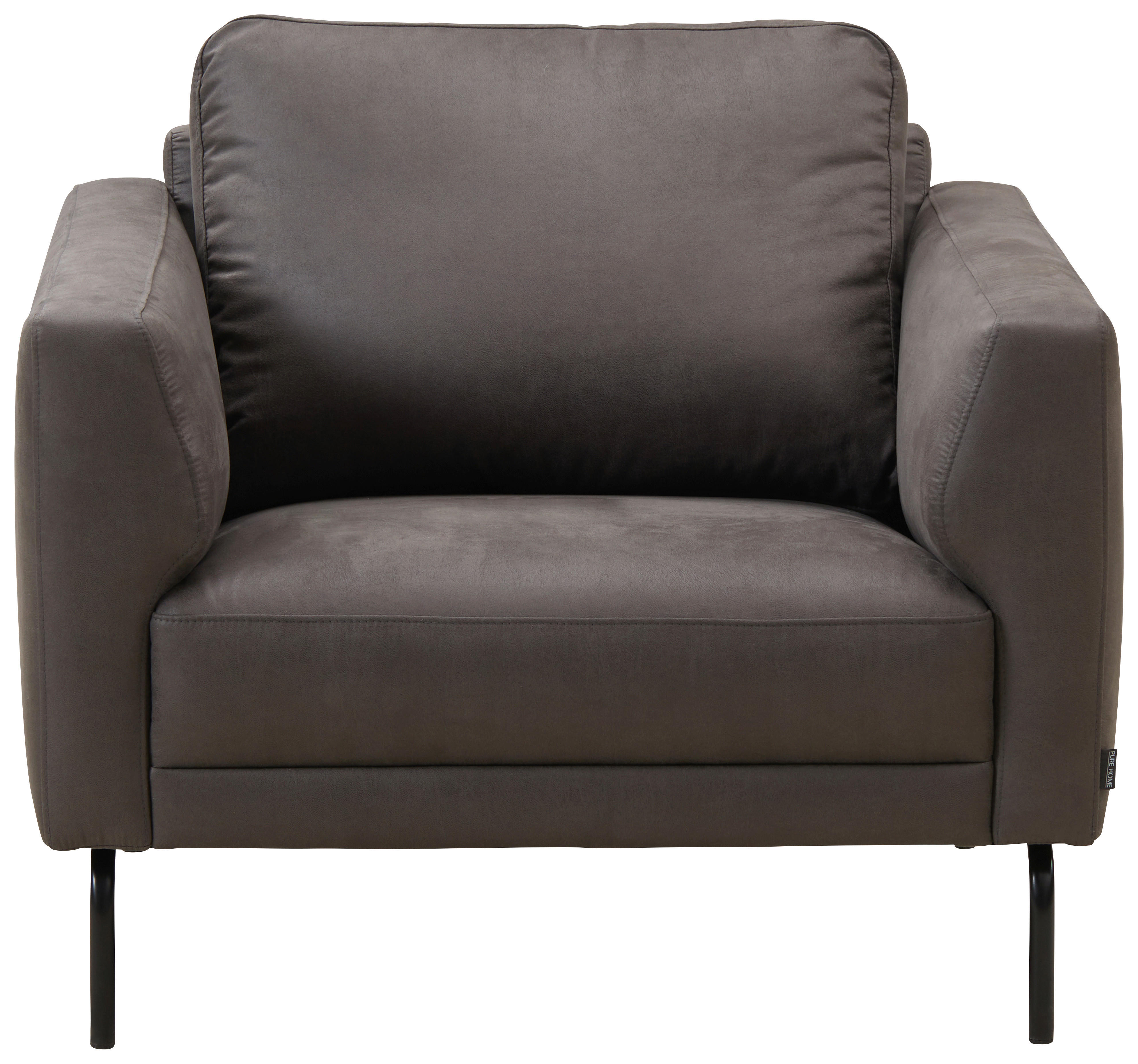 FÅTÖLJ i trä, textil antracit  - svart/antracit, Design, metall/trä (93/81/95cm) - Pure Home Comfort