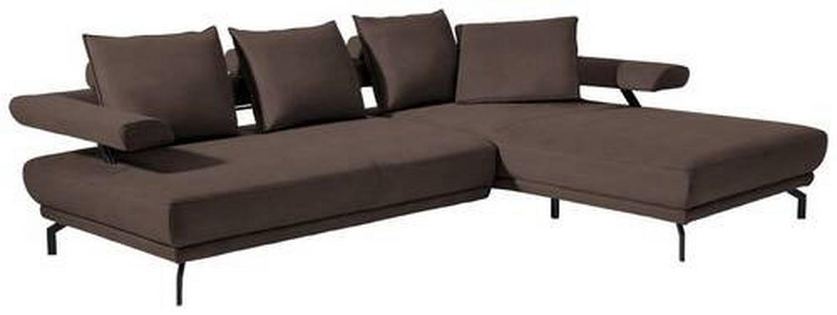 ECKSOFA in Mikrofaser Graubraun  - Graubraun/Schwarz, Design, Textil/Metall (305/224cm) - Dieter Knoll