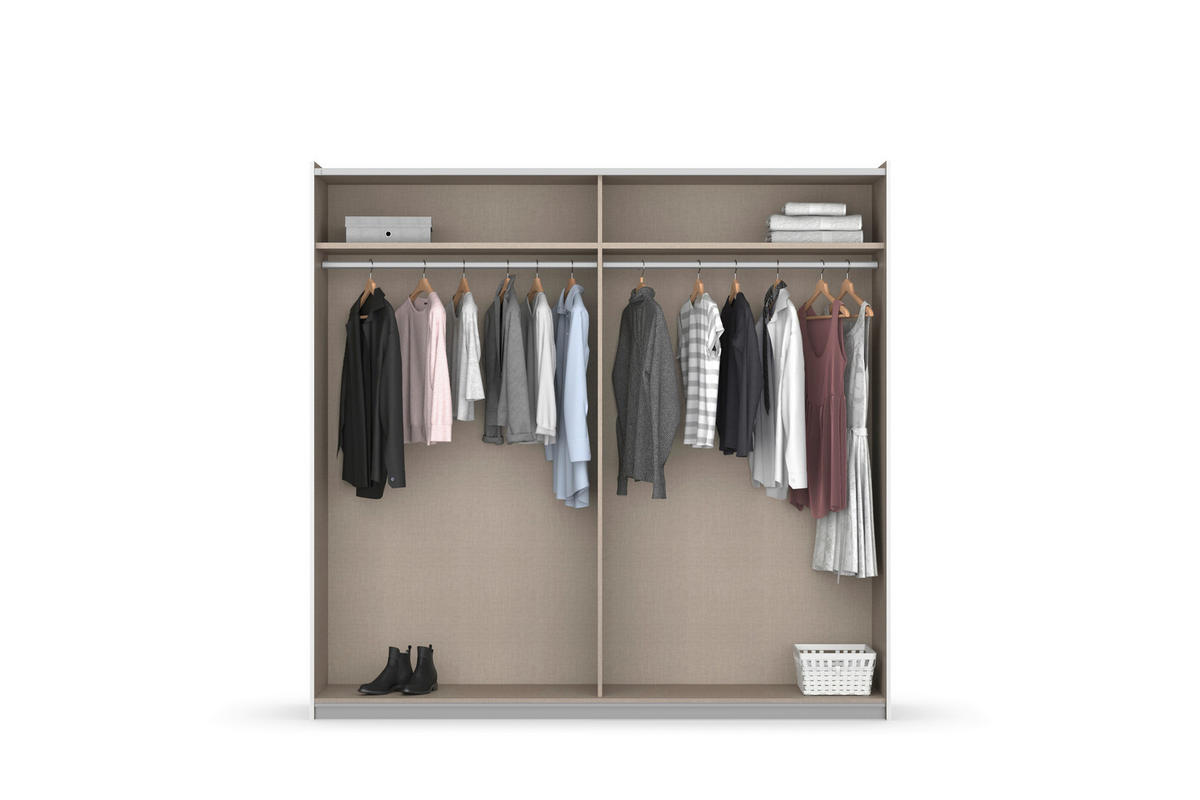 SCHWEBETÜRENSCHRANK in Grau, Eiche Artisan  - Eiche Artisan/Grau, Modern, Holzwerkstoff/Metall (218/210/59cm) - Rauch Möbel