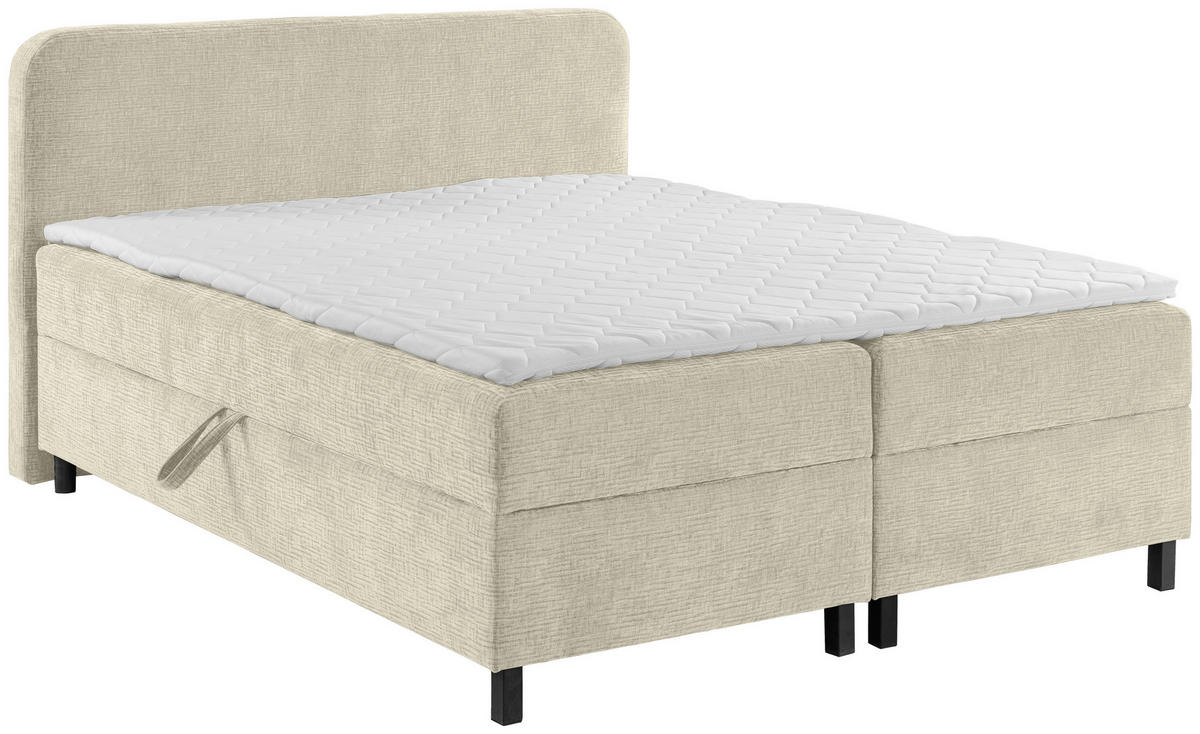 BOXBETT 180/200 cm  in Creme  - Creme/Schwarz, Modern, Holz/Kunststoff (180/200cm) - MID.YOU