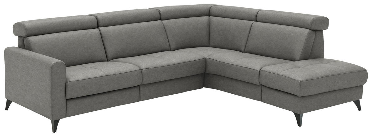 ECKSOFA Flachgewebe Grau  - Schwarz/Grau, Konventionell, Textil/Metall (276/214cm) - Beldomo System