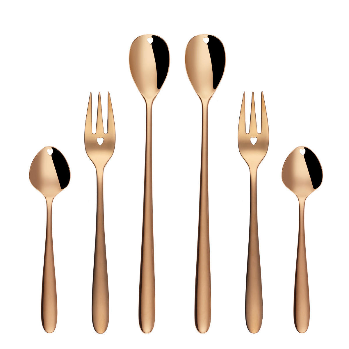 SADA PRÍBOROV, ušľachtilá oceľ, 6-dielne - ružové zlato, Romantik / Landhaus, kov - Sola