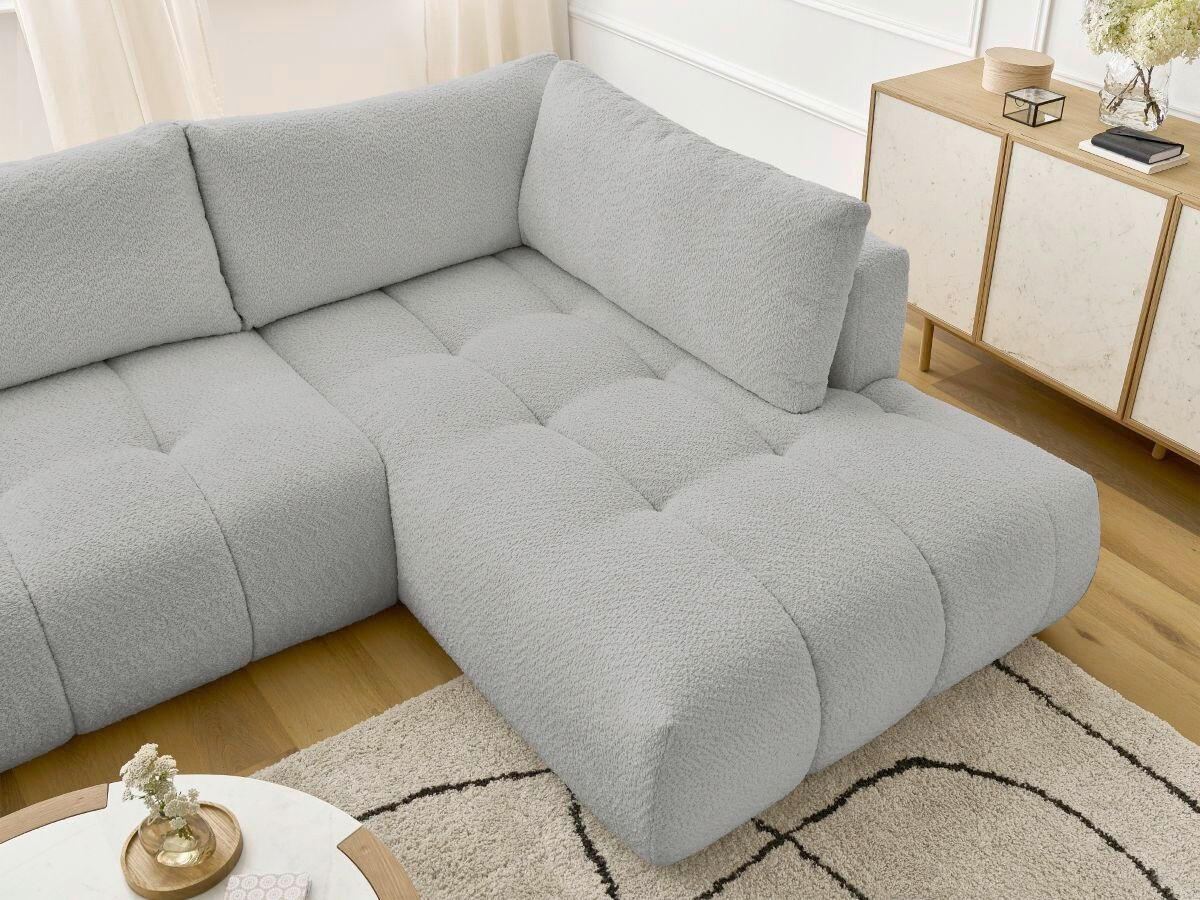 WOHNLANDSCHAFT  FUJI  Hellgrau Bouclé  - Hellgrau/Schwarz, MODERN, Kunststoff/Textil (160/377/204cm)