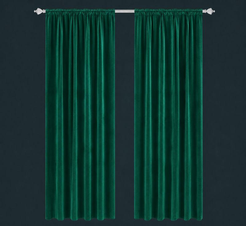 Draperie Confecționată obscuritate  - verde închis, Basics, textil (140/245cm)