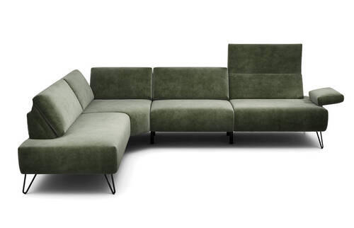 ECKSOFA in Samt Waldgrün  213/288-303 cm  - Waldgrün/Schwarz, Design, Textil/Metall (213/288-303cm) - SENSOO