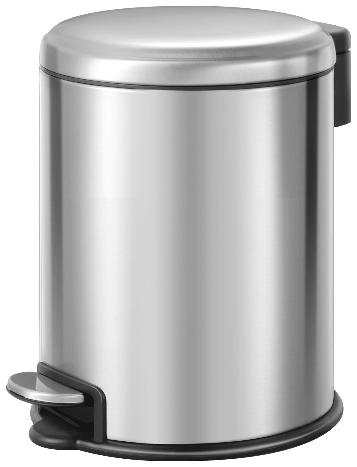 ABFALLSAMMLER Milano 3 L  - Edelstahlfarben/Schwarz, Basics, Kunststoff/Metall (17,8/25,4/22,9cm) - Fackelmann