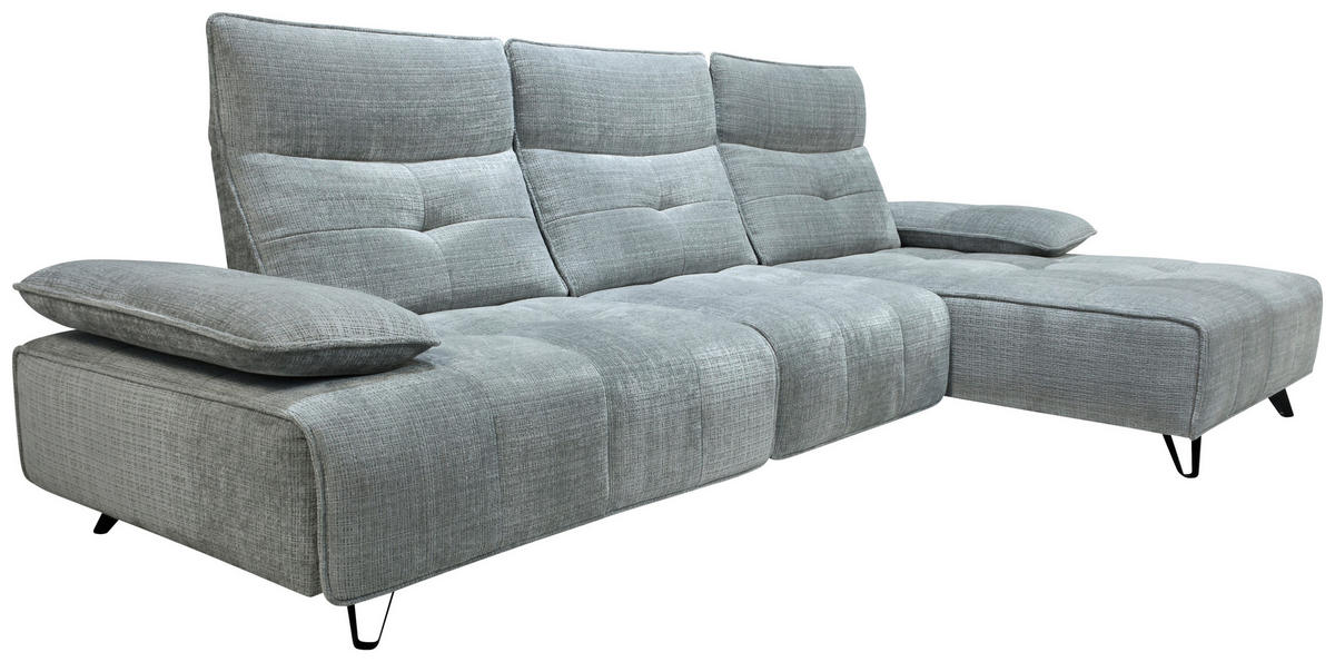 ECKSOFA Hellgrau Chenille  - Hellgrau/Schwarz, Design, Kunststoff/Textil (314/162cm) - Livetastic