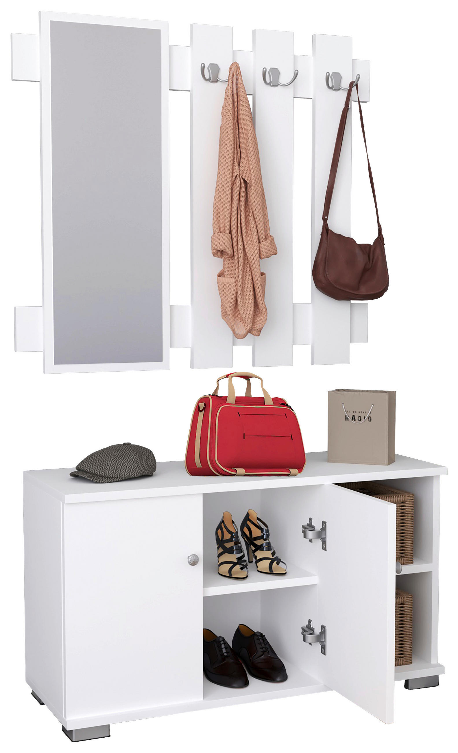 GARDEROBE 2-teilig  in 90/132/33 cm  - Weiss, Modern, Holzwerkstoff (90/132/33cm) - MID.YOU