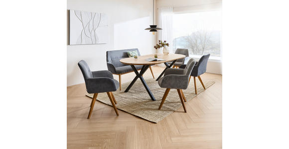 SITZBANK 157/88/62,5 cm  in Eichefarben, Dunkelgrau  - Eichefarben/Dunkelgrau, KONVENTIONELL, Holz/Textil (157/88/62,5cm) - Linea Natura