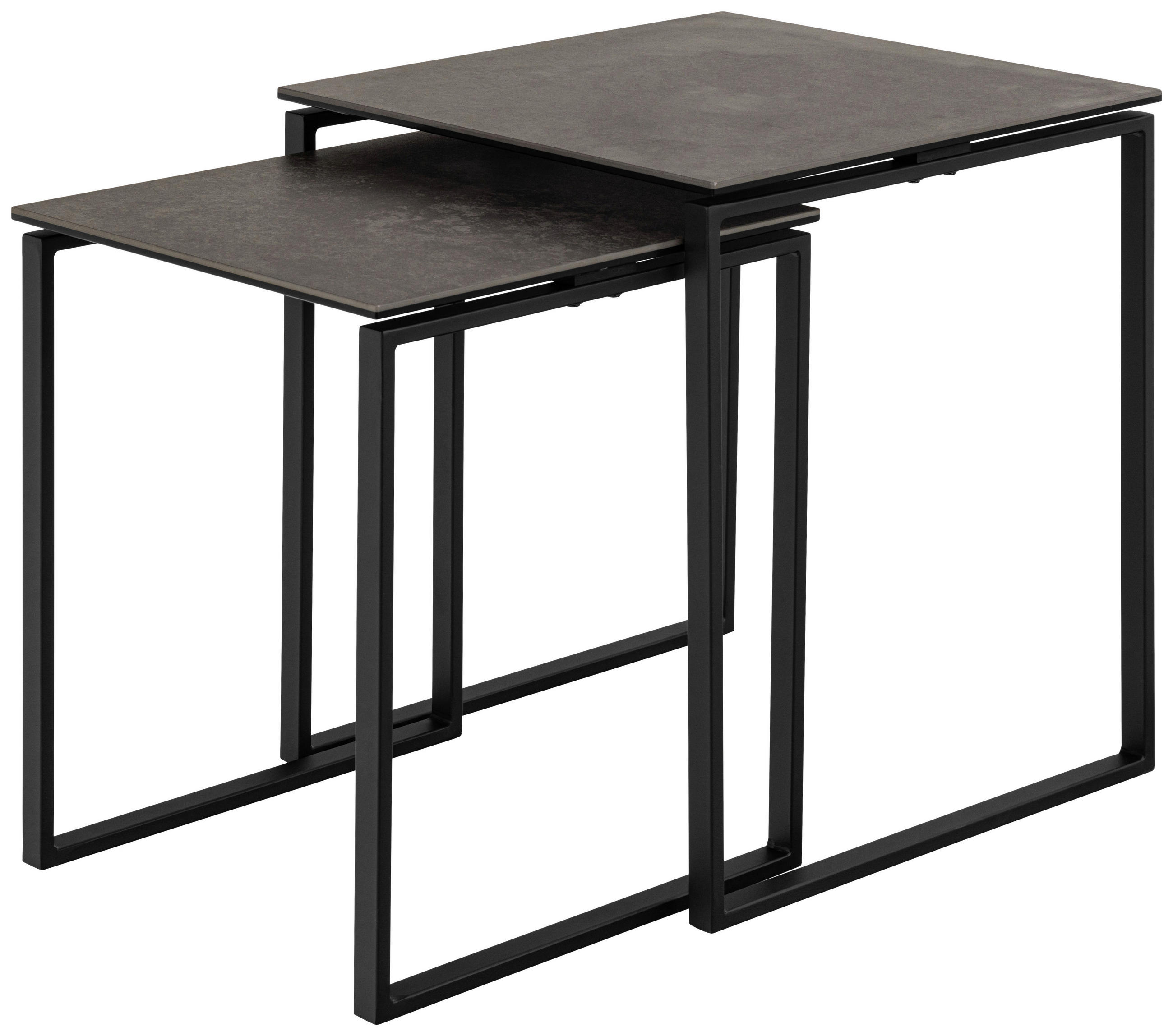BEISTELLTISCHSET quadratisch Schwarz  - Schwarz, Trend, Glas/Keramik (43/50/43/50/50/55cm)