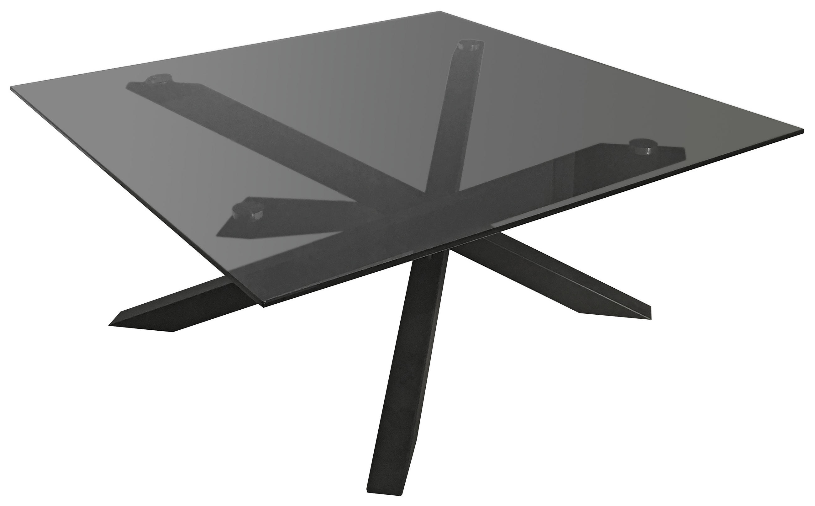 COUCHTISCH Rauchglas 90/90/38 cm quadratisch Grau, Schwarz  - Schwarz/Grau, Design, Glas/Metall (90/90/38cm) - Carryhome