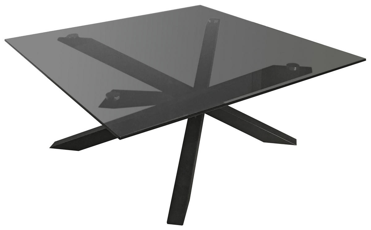 COUCHTISCH Rauchglas 90/90/38 cm quadratisch Grau, Schwarz  - Schwarz/Grau, Design, Glas/Metall (90/90/38cm) - Carryhome