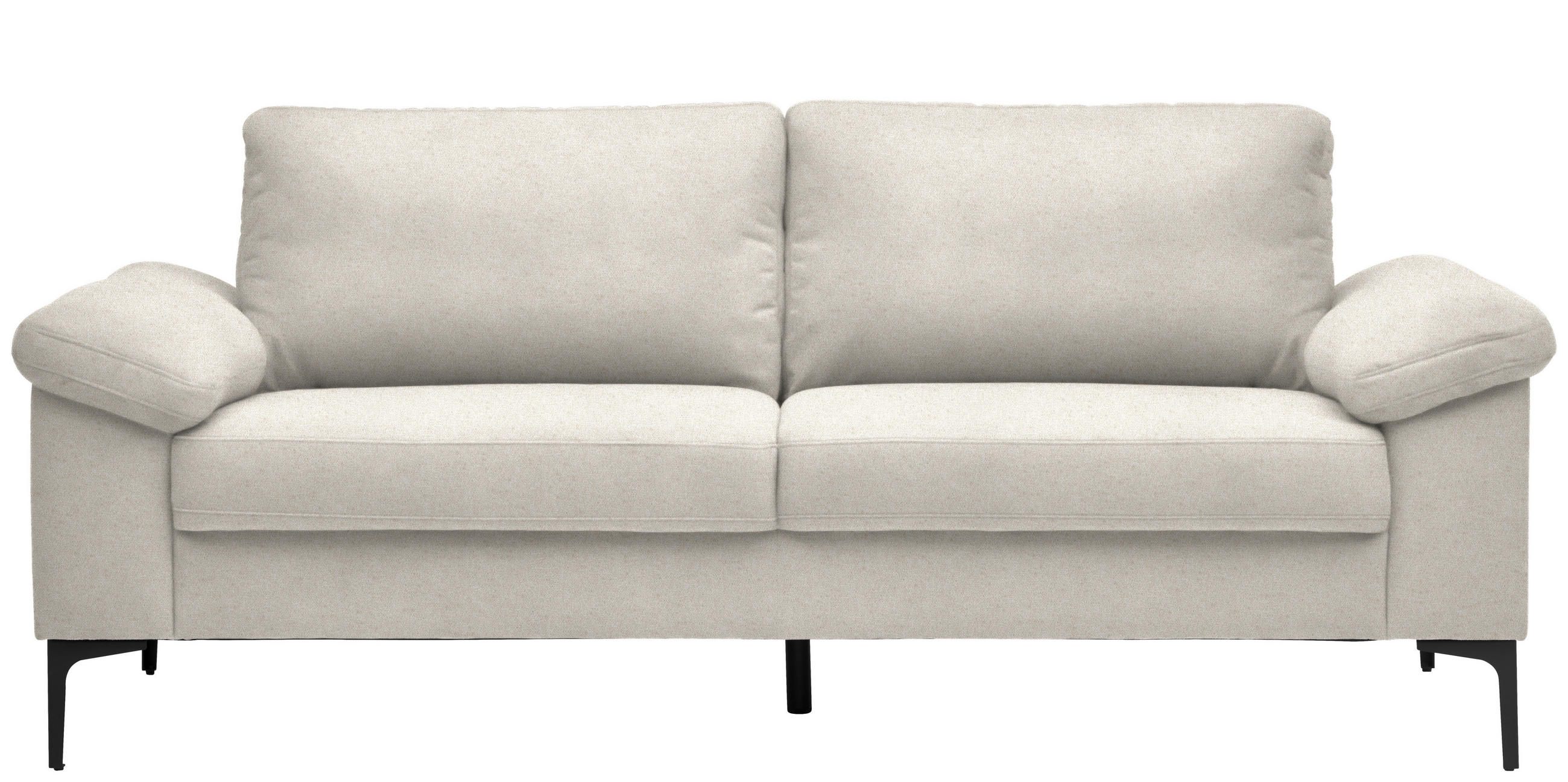 2,5-SITZER in Flachgewebe Naturfarben, Beige  - Beige/Schwarz, Design, Textil/Metall (206/86/97cm) - Pure Home Lifestyle