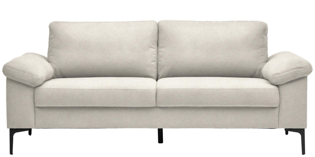 2,5-SITZER in Flachgewebe Naturfarben, Beige  - Beige/Schwarz, Design, Textil/Metall (206/86/97cm) - Pure Home Lifestyle