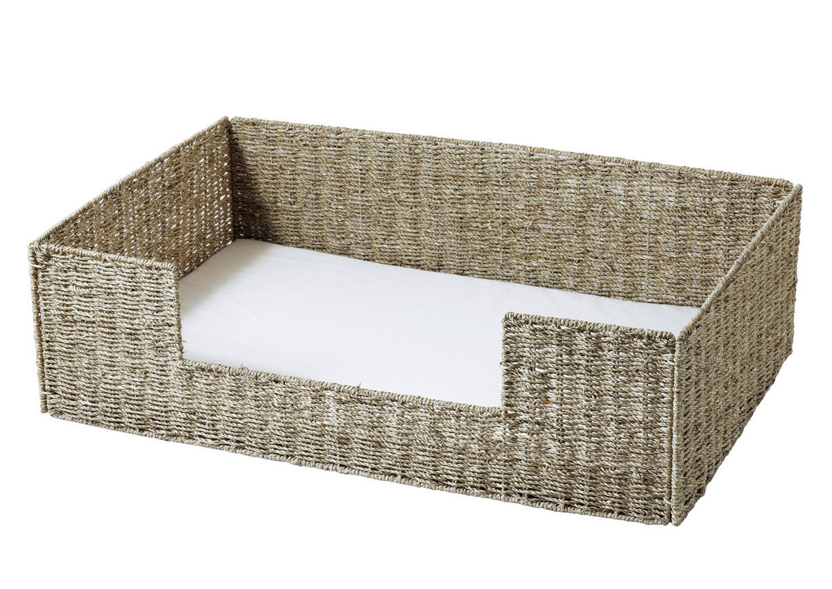 TIERKORB Seegras viereckig - Naturfarben/Weiß, KONVENTIONELL, Naturmaterialien (88/57/25cm)