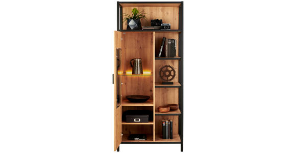 VITRINE in Anthrazit, Eichefarben - Eichefarben/Anthrazit, Design, Glas/Holzwerkstoff (76/172/40cm) - Carryhome