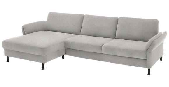 ECKSOFA  in Chenille, Flachgewebe Greige  175/316 cm  - Greige/Schwarz, Design, Textil/Metall (175/316cm) - Dieter Knoll