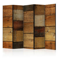 SKÄRMVÄGG  i trä, textil  brun, cognacfärgad  - brun/cognacfärgad, Basics, trä/textil (225/172/3cm) - artgeist