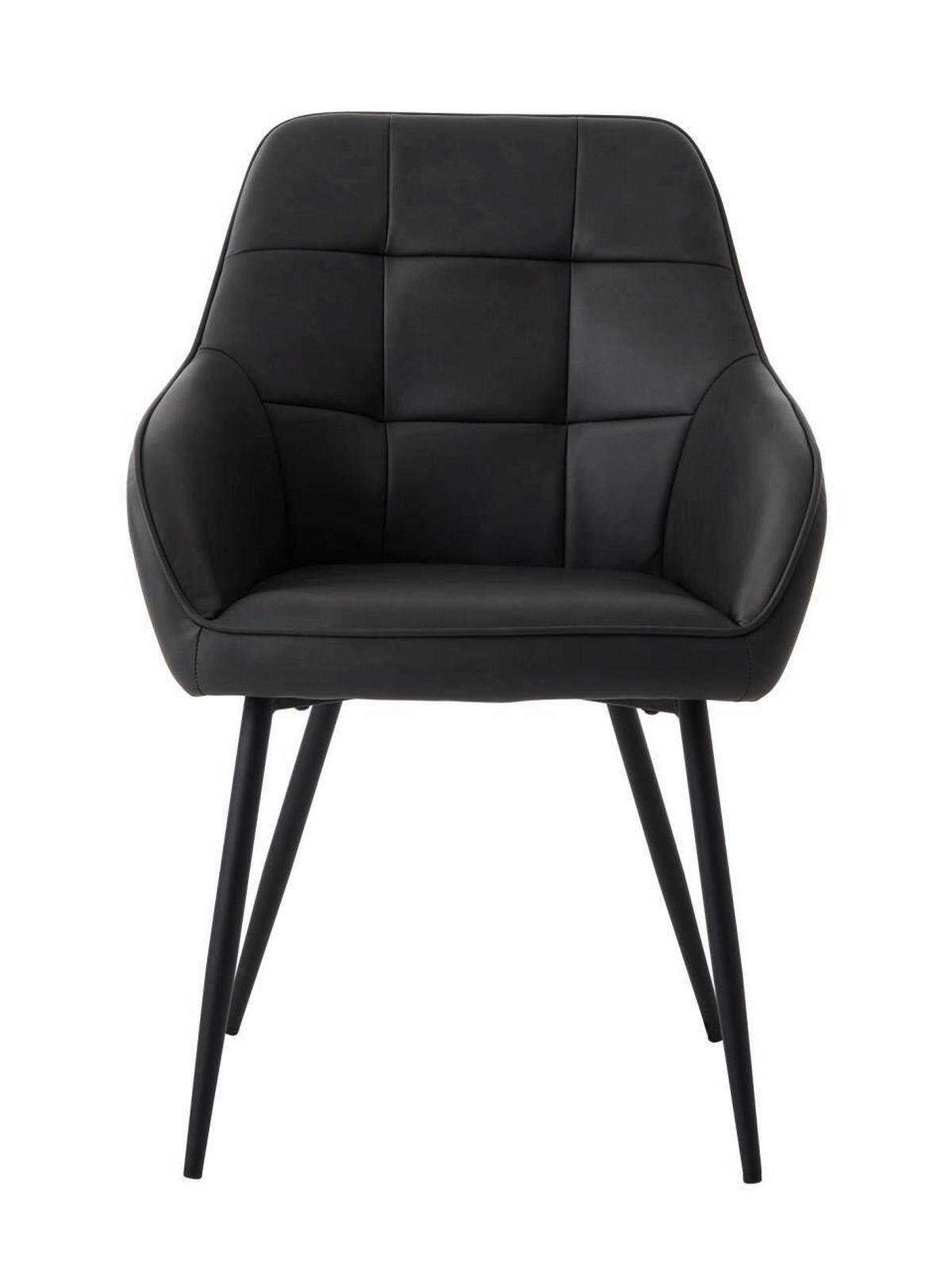 ARMLEHNSTUHL-SET 2 Stück gepolsterte Armlehnen Lederlook  - Dunkelgrau/Schwarz, MODERN, Textil/Metall (58/84/59,5cm) - Livetastic