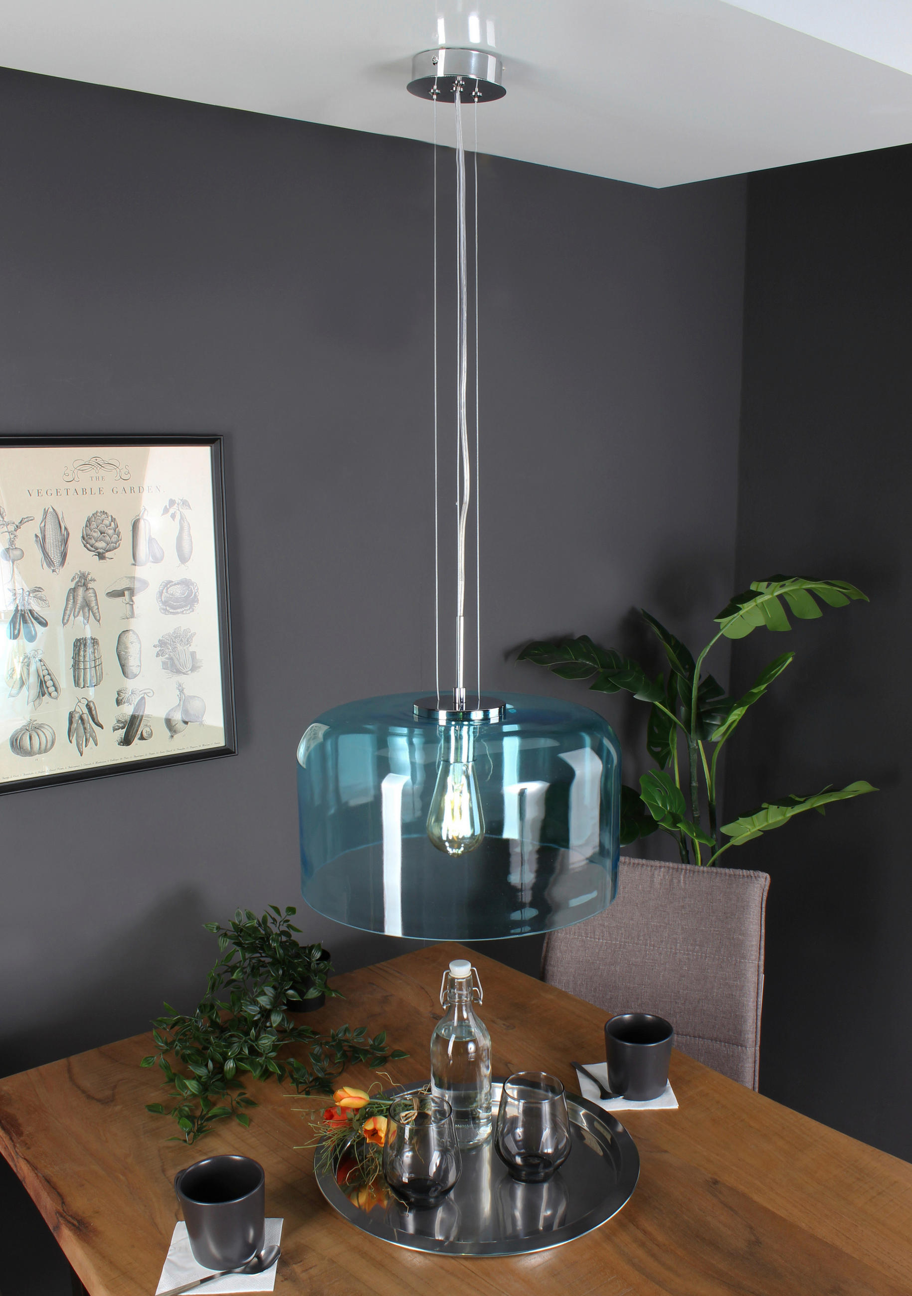 HÄNGELEUCHTE Gibus 35/20 cm   - Blau, Design, Glas (35/20cm)