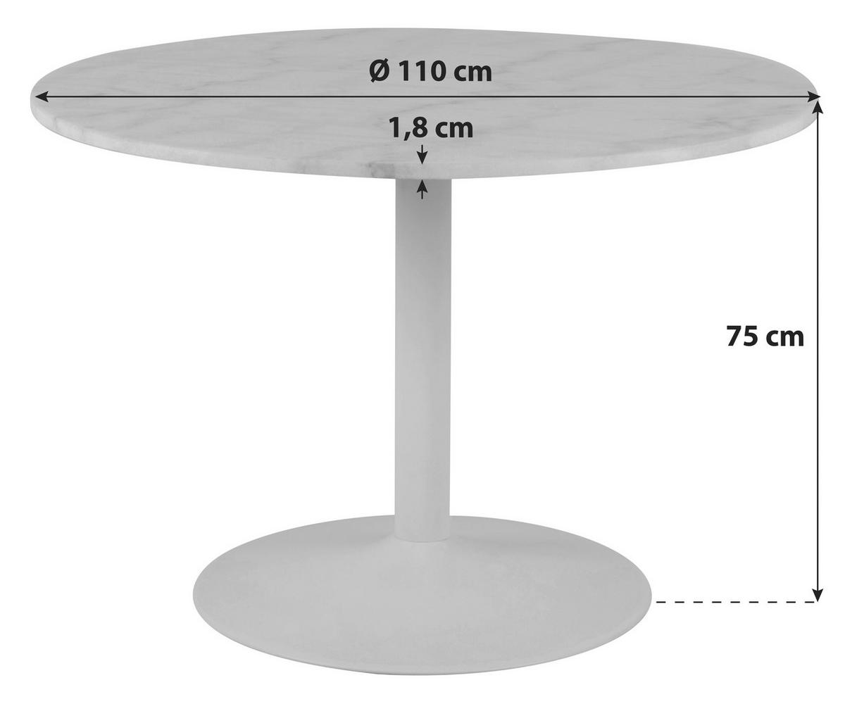 JEDILNA MIZA, bela  - bela, Trend, kamen/kovina (110/75cm) - Livetastic