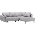 ECKSOFA in Samt Hellgrau  - Hellgrau/Schwarz, LIFESTYLE, Textil/Metall (250/191cm) - Carryhome