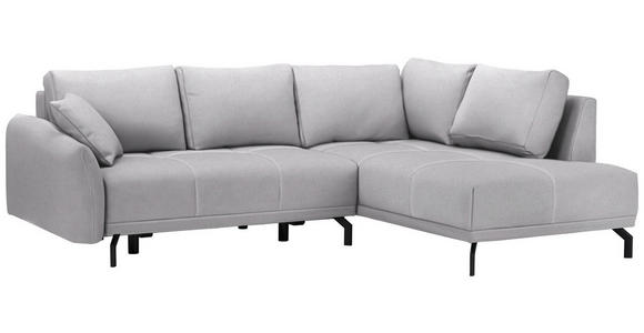 ECKSOFA in Samt Hellgrau  - Hellgrau/Schwarz, LIFESTYLE, Textil/Metall (250/191cm) - Carryhome