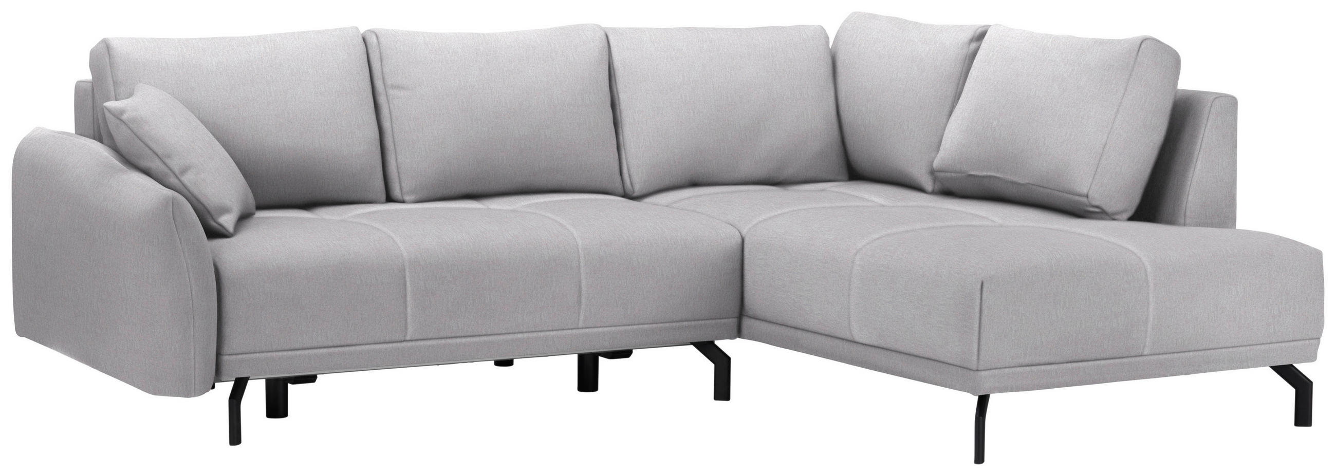 ECKSOFA Hellgrau Samt  - Hellgrau/Schwarz, LIFESTYLE, Textil/Metall (250/191cm) - Carryhome