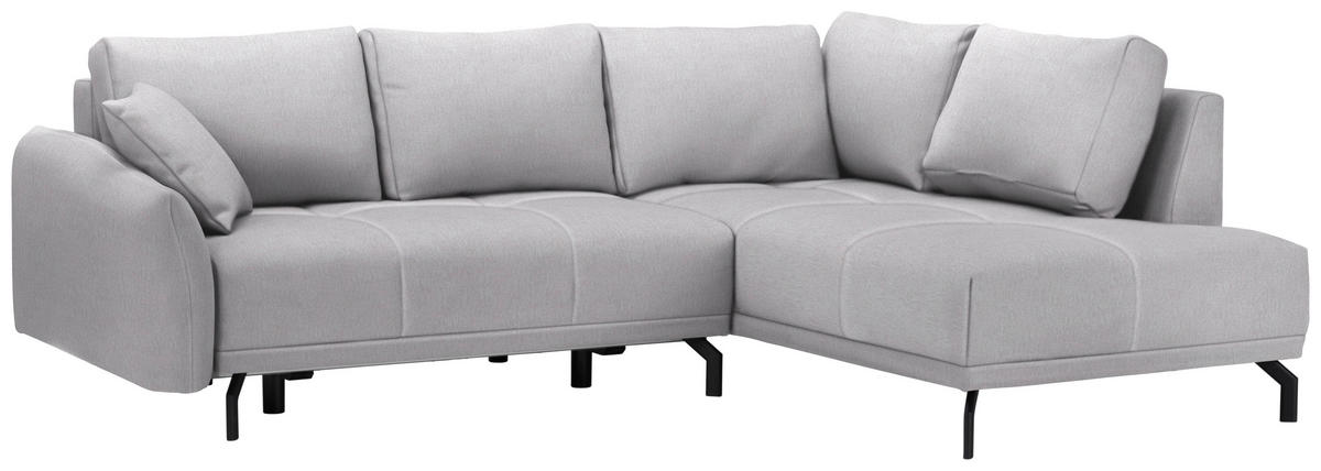 ECKSOFA in Samt Hellgrau  250/191 cm  - Hellgrau/Schwarz, LIFESTYLE, Textil/Metall (250/191cm) - Carryhome