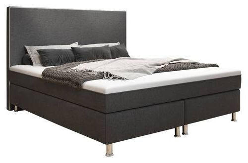BOXSPRINGBETT 180/200 cm  in Anthrazit  - Anthrazit/Silberfarben, KONVENTIONELL, Textil/Metall (180/200cm) - MID.YOU