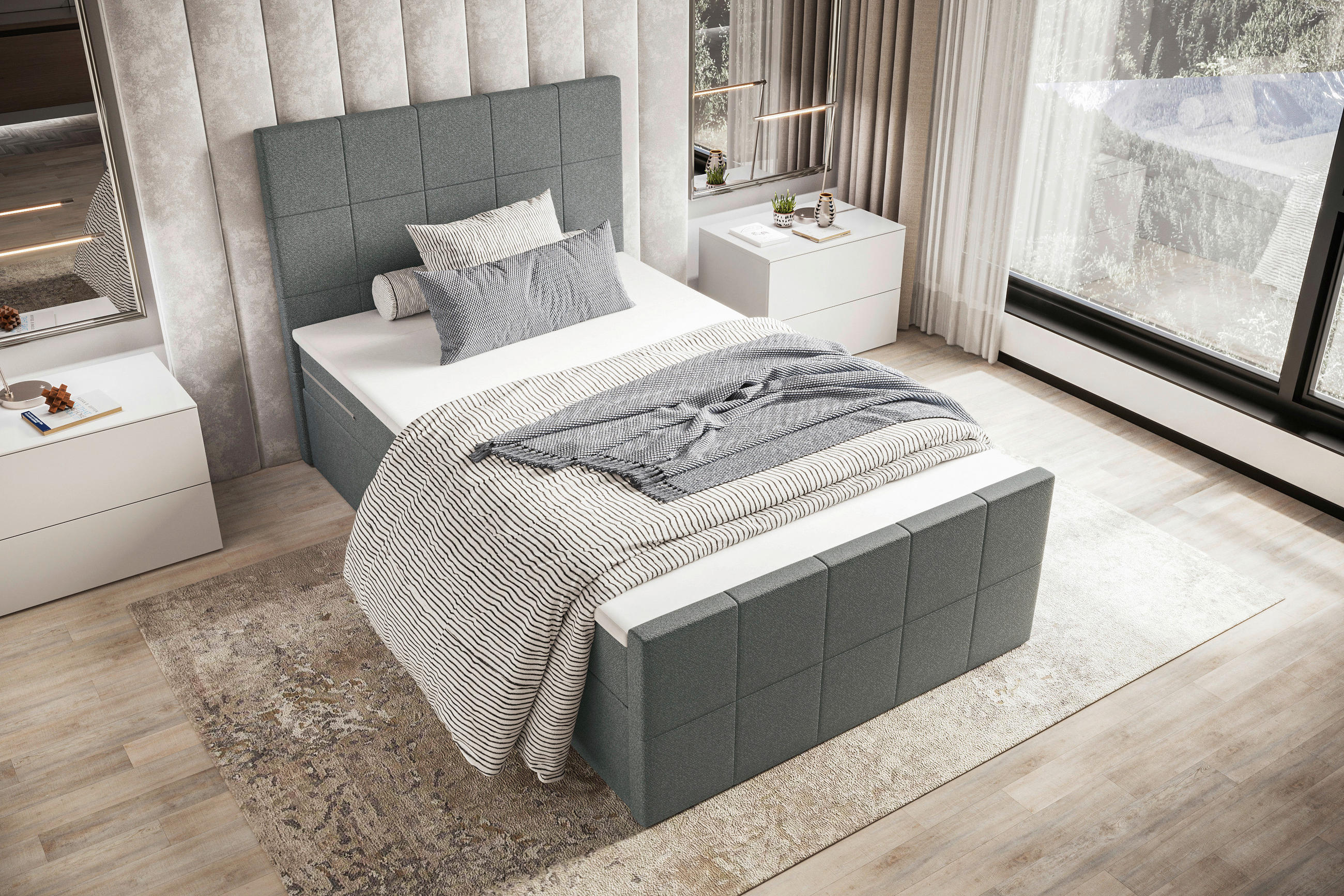 BOXBETT 100/200 cm  in Grau  - Grau, KONVENTIONELL, Kunststoff/Textil (100/200cm) - Boxxx