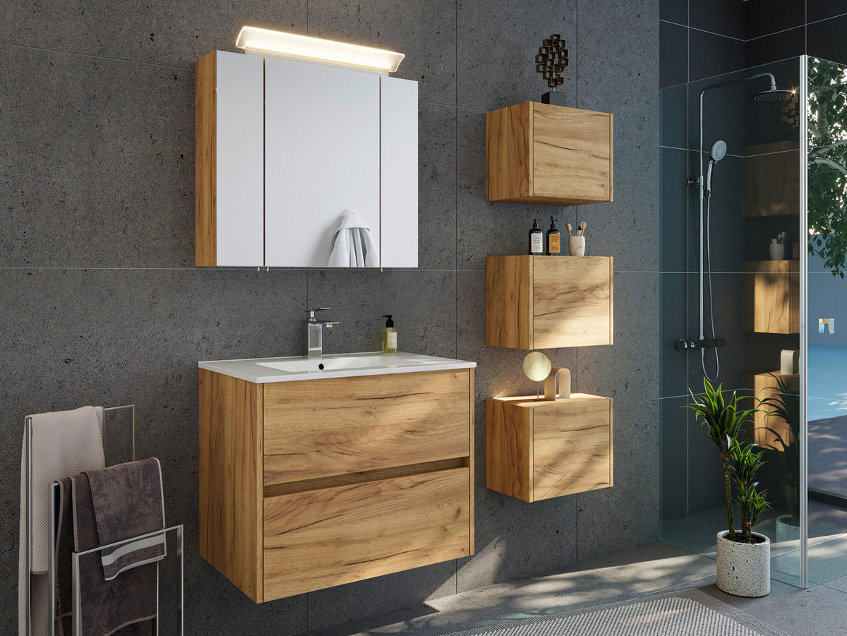 BADEZIMMER 5-teilig  in 70 cm  - Eichefarben/Weiß, Basics, Keramik/Holzwerkstoff (70cm) - MID.YOU