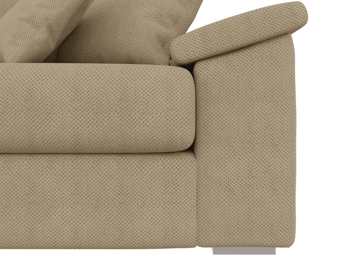 BIGSOFA TERMINI Velours, Webstoff Beige  - Beige/Naturfarben, Design, Holz/Textil (260/98/123cm) - MID.YOU