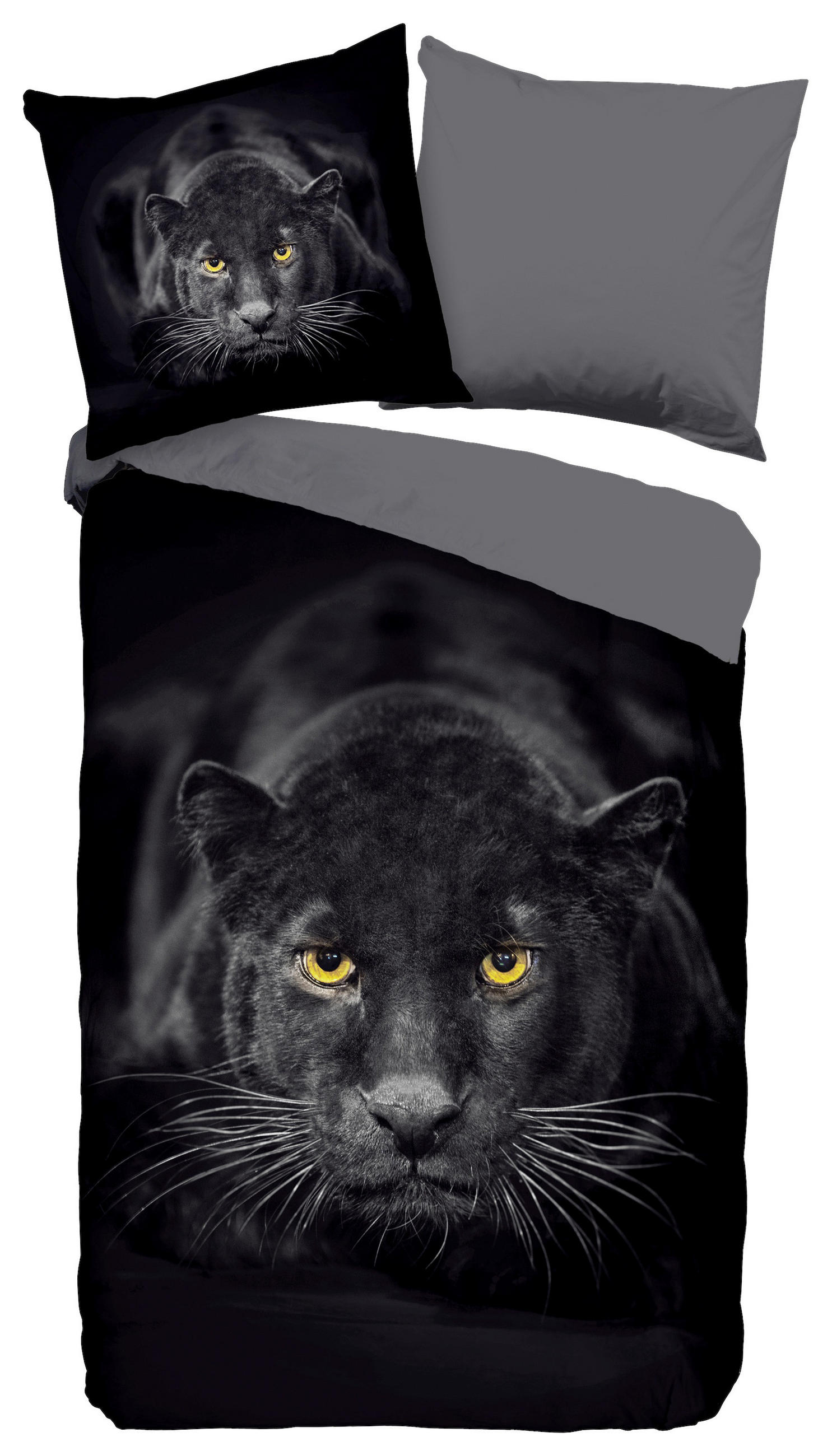 WENDEBETTWÄSCHE Panter Mikrofaser 135/200 cm  - Schwarz, Natur, Textil (135/200cm)