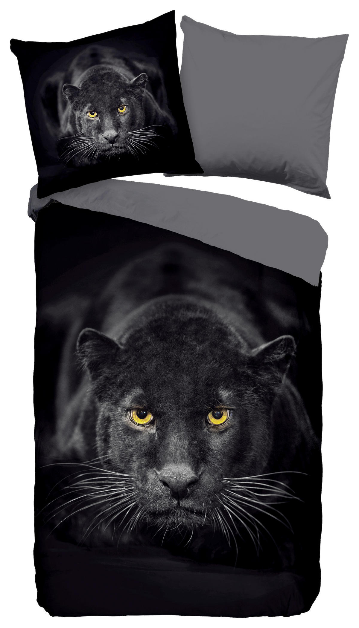WENDEBETTWÄSCHE Panter Mikrofaser 135/200 cm  - Schwarz, Natur, Textil (135/200cm)