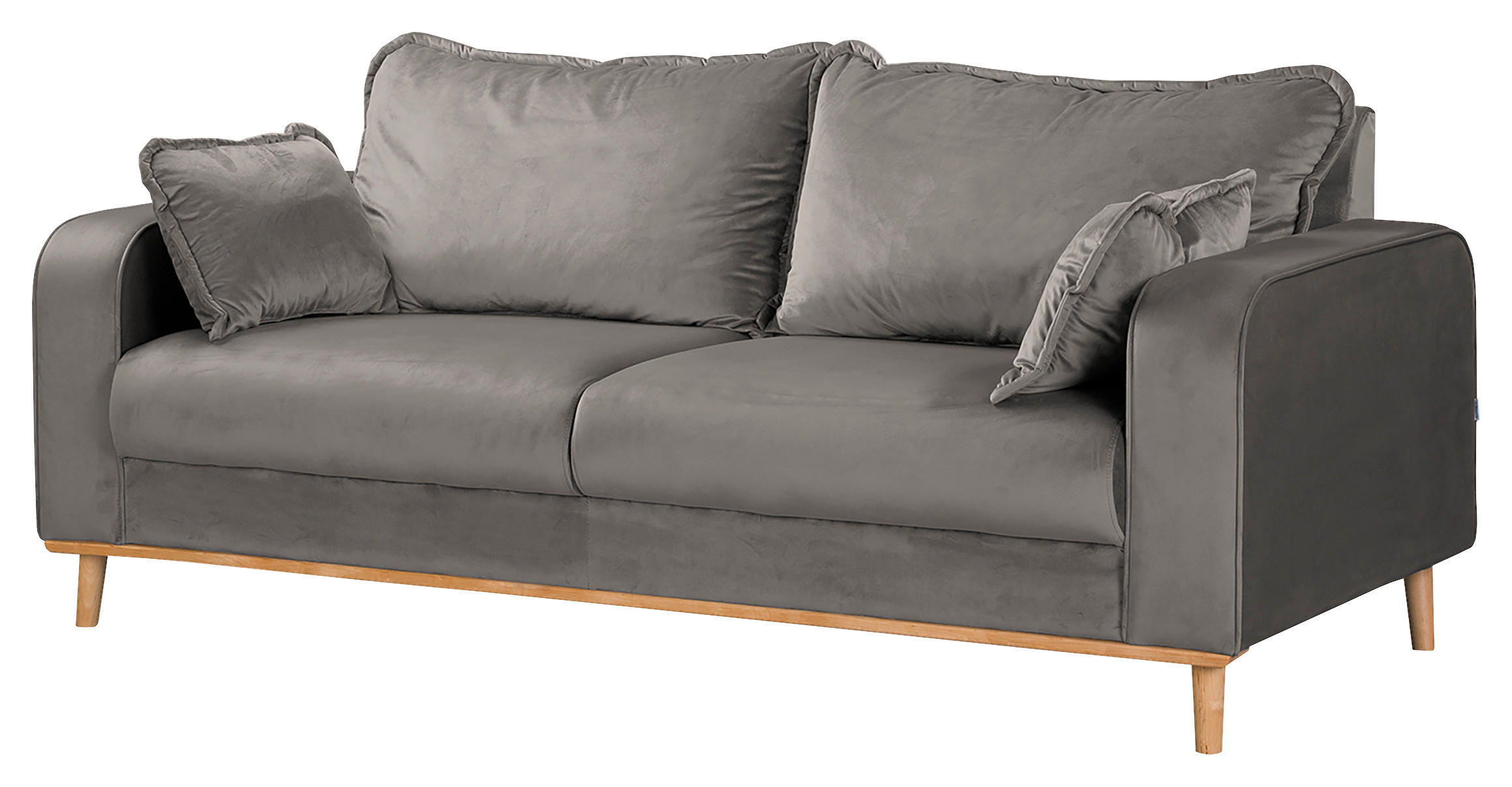 3-SITZER-SOFA in Mikrofaser Grau  - Wengefarben/Grau, Design, Holz/Textil (193/86/87cm) - Livetastic