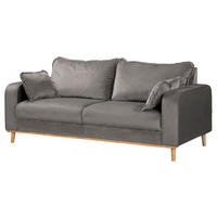 3-SITZER-SOFA in Mikrofaser Grau  - Wengefarben/Grau, Design, Holz/Textil (193/86/87cm) - Livetastic