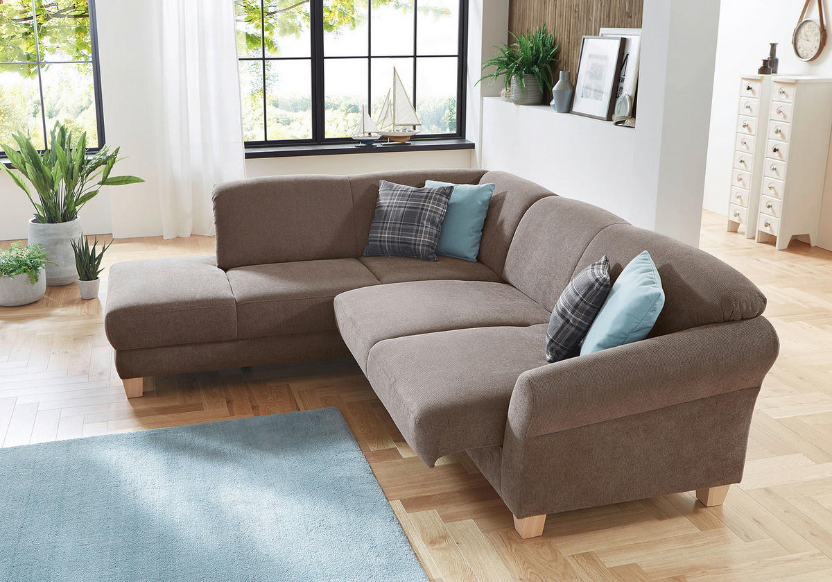 ECKSOFA in Flachgewebe Taupe  - Taupe/Naturfarben, Konventionell, Holz/Textil (212/257cm) - Sit & More
