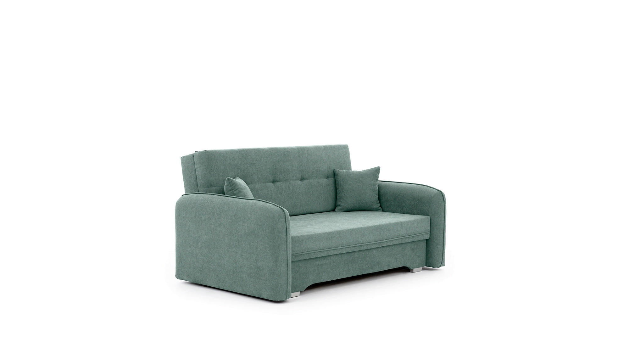SCHLAFSOFA Chenille Mintgrün  - Silberfarben/Mintgrün, Design, Kunststoff/Textil (155/105/75cm) - P & B