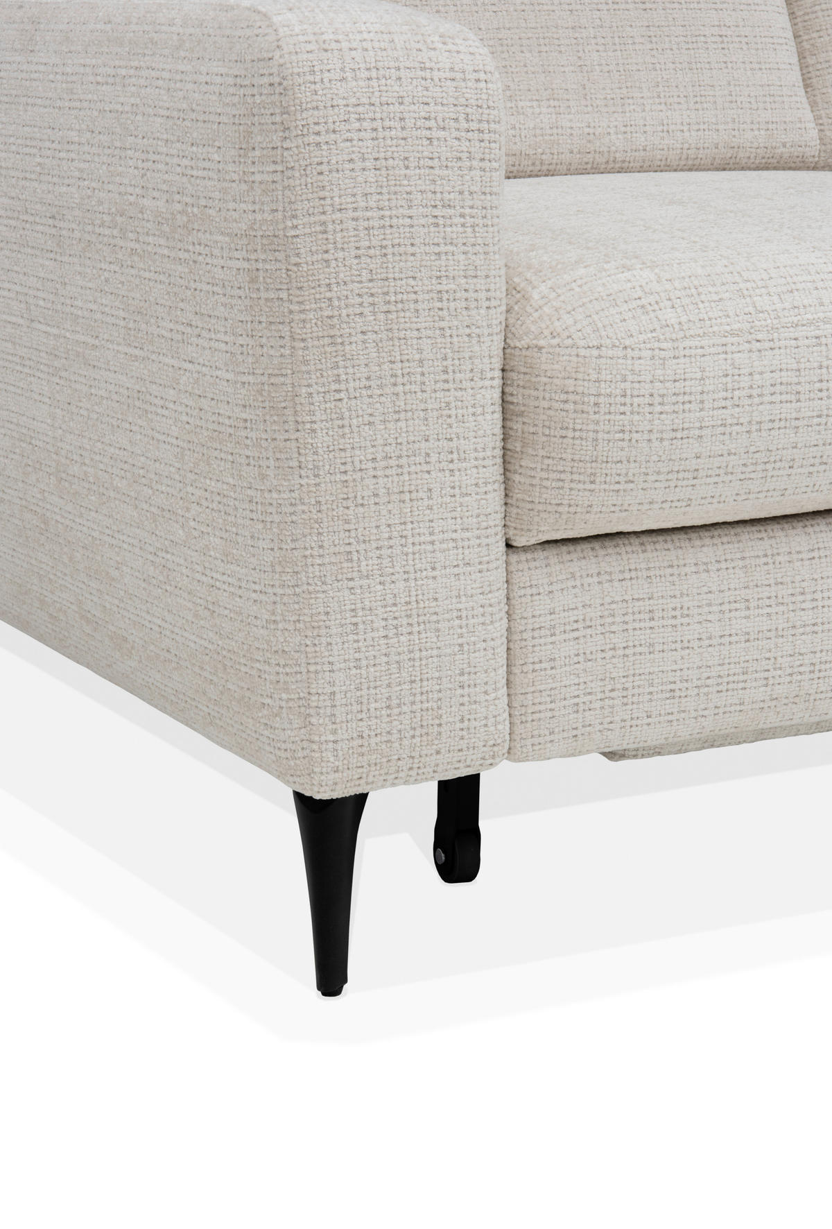 ECKSOFA FABIO in Chenille Creme  174/223 cm  - Creme/Schwarz, Design, Textil/Metall (174/223cm) - Livetastic