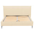 POLSTERBETT gepolstertes Kopfteil, Lattenrost, Bettkasten Beige 200/200 cm  - Beige/Schwarzchrom, KONVENTIONELL, Leder/Holz (200/200cm) - Esposa