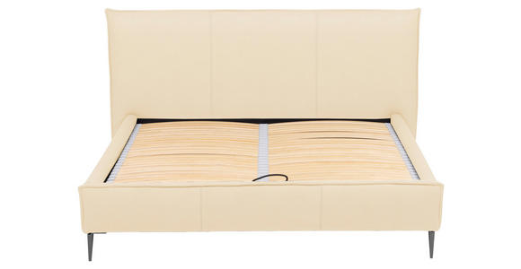 POLSTERBETT gepolstertes Kopfteil, Lattenrost, Bettkasten Beige 200/200 cm  - Beige/Schwarzchrom, KONVENTIONELL, Leder/Holz (200/200cm) - Esposa