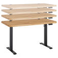 SCHREIBTISCH 140/70/76-119 cm Eichefarben elektrisch höhenverstellbar  - Eichefarben/Schwarz, MODERN, Holz/Metall (140/70/76-119cm) - Linea Natura