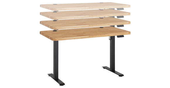 SCHREIBTISCH 140/70/76-119 cm Eichefarben elektrisch höhenverstellbar  - Eichefarben/Schwarz, MODERN, Holz/Metall (140/70/76-119cm) - Linea Natura