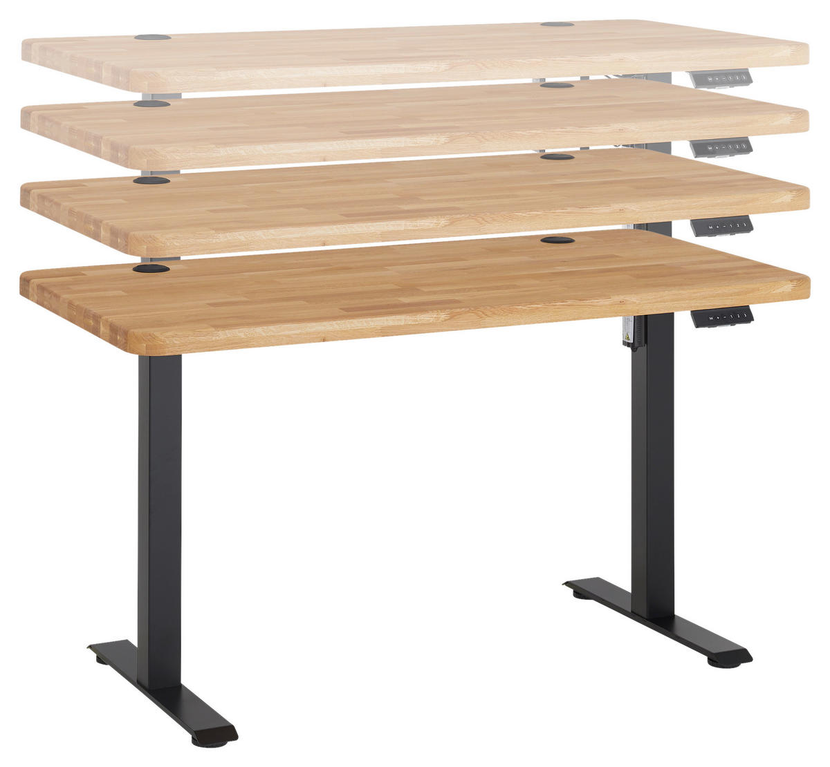 SCHREIBTISCH 140/70/76-119 cm Eichefarben elektrisch höhenverstellbar  - Eichefarben/Schwarz, MODERN, Holz/Metall (140/70/76-119cm) - Linea Natura