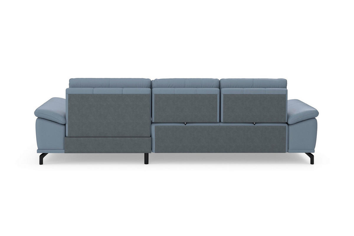 ECKSOFA  Mikrofaser Kombination Echtleder/Stoff Graublau  - Graublau/Schwarz, Basics, Leder/Textil (301/176cm) - Sit & More