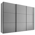 SCHWEBETÜRENSCHRANK  in Hellgrau  - Hellgrau/Schwarz, Holzwerkstoff/Metall (298/222/68cm) - Moderano