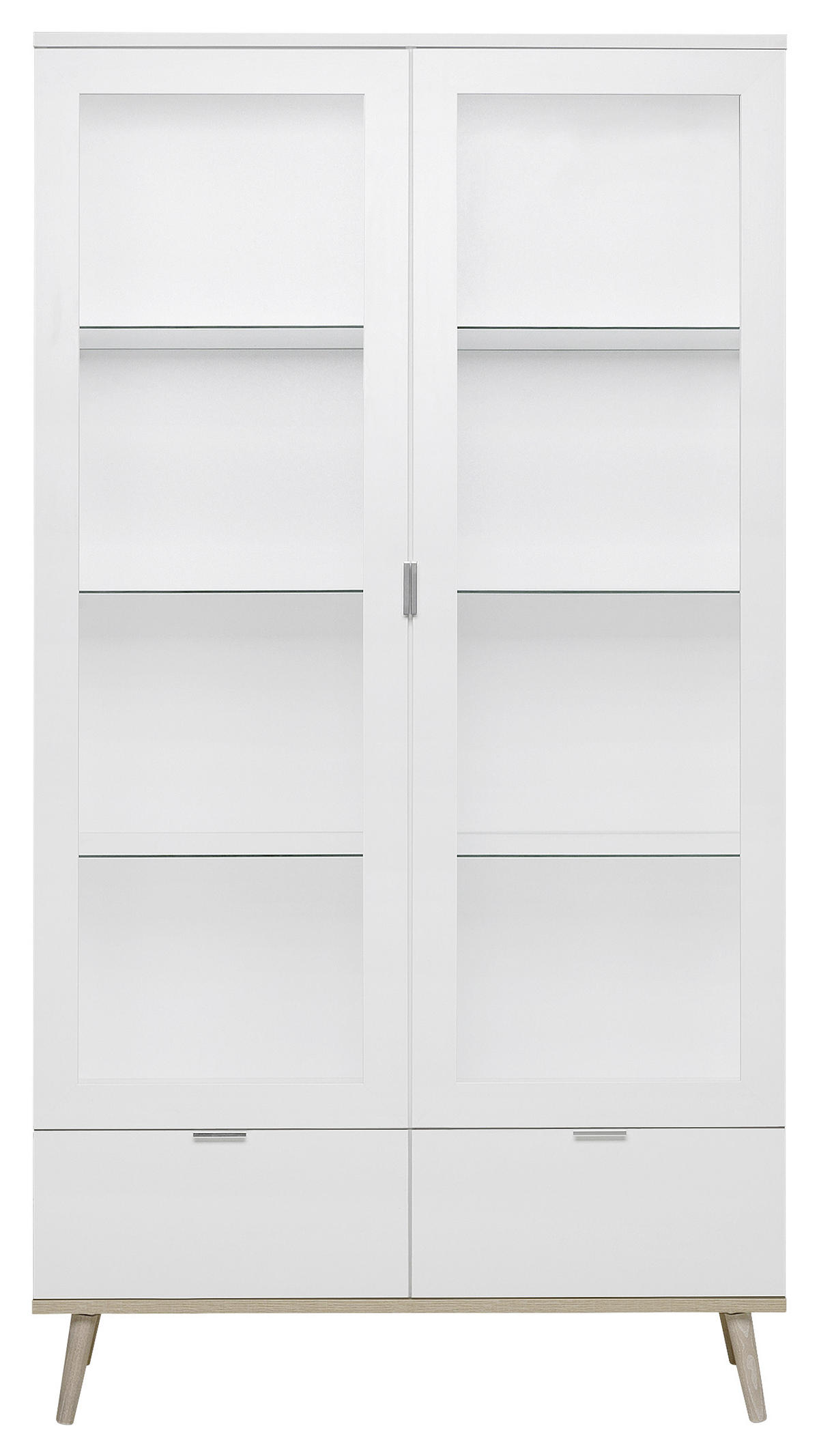 VITRÍNA, biela, farba duba, 100/185/40 cm - biela/farba duba, Konventionell, kov/drevo (100/185/40cm) - MID.YOU