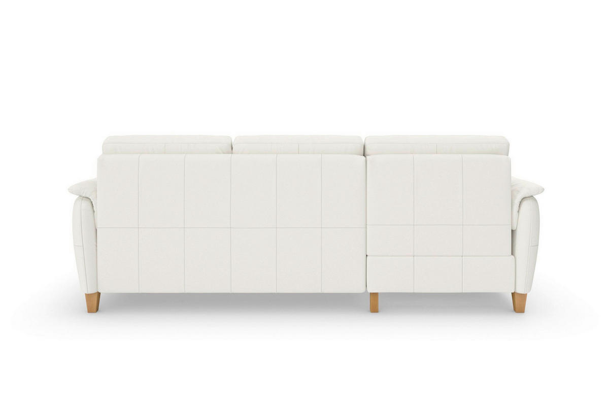 ECKSOFA PALMERA E in Echtleder Weiß  163/244 cm  - Eichefarben/Weiß, Basics, Leder/Holz (163/244cm) - Sit & More